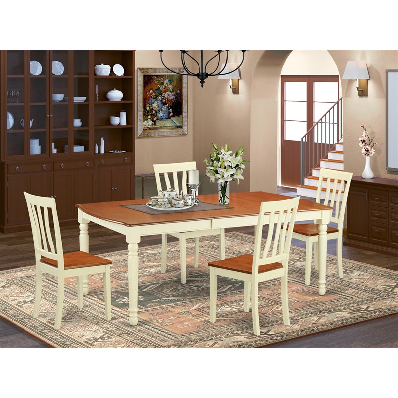 Pemberly Row 5-Piece Wood Dining Set in Buttermilk and Cherry Finish