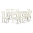 Pemberly Row 9-Piece Dining Set with Slat-Back Chairs in Linen White