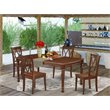 Pemberly Row 5-Piece Wood Dining Set with X Back Chairs in Mahogany