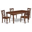 Pemberly Row 5-Piece Wood Dining Set with X Back Chairs in Mahogany