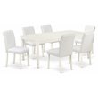 Pemberly Row 7-Piece Wood Dining Set with PU Leather Seats in White