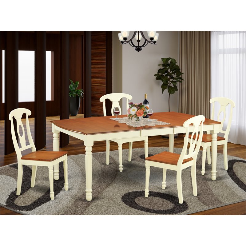 Pemberly Row 5-Piece Wood Kitchen Set in Buttermilk Cherry Finish