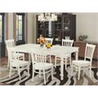 Pemberly Row 7-Piece Wood Dining Set in Linen White Finish with Rubber Wood