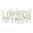 Pemberly Row 7-Piece Wood Dining Set in Linen White Finish with Rubber Wood