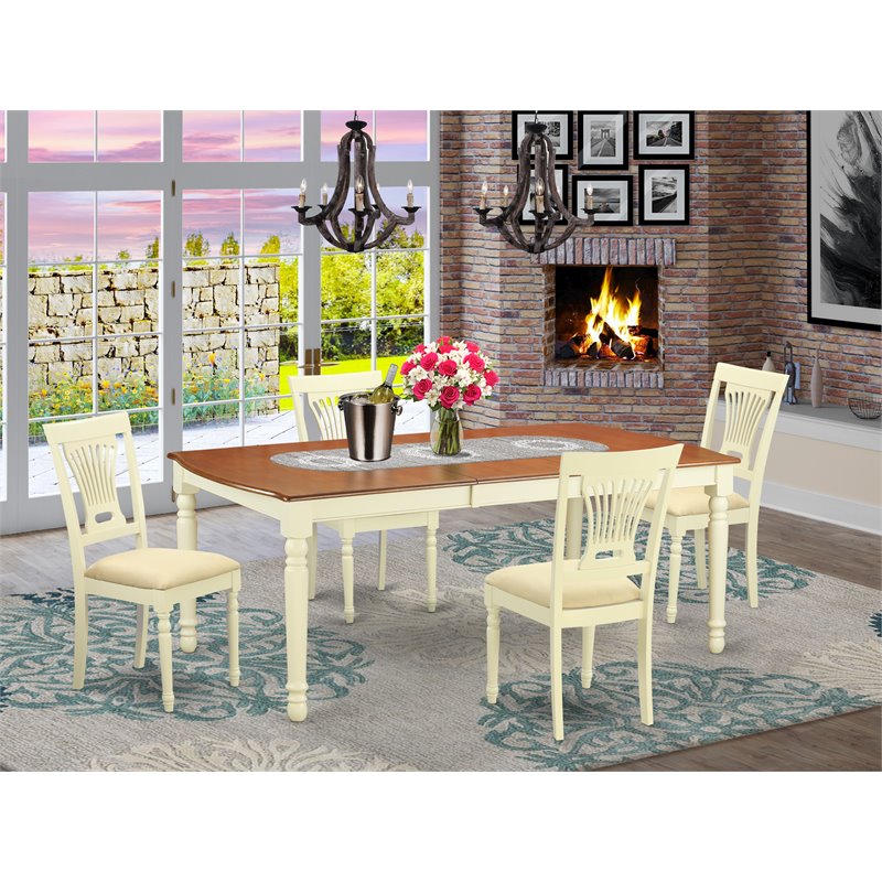 Pemberly Row 5-Piece Wood Dining Set with Buttermilk and Cherry Finish