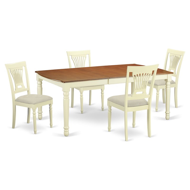 Pemberly Row 5-Piece Wood Dining Set with Buttermilk and Cherry Finish