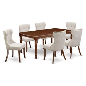 Pemberly Row 7-Piece Wood Dining Set with Butterfly Leaf in Mahogany