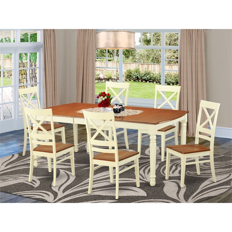 Pemberly Row 7-Piece Dining Set in Buttermilk and Cherry Finish
