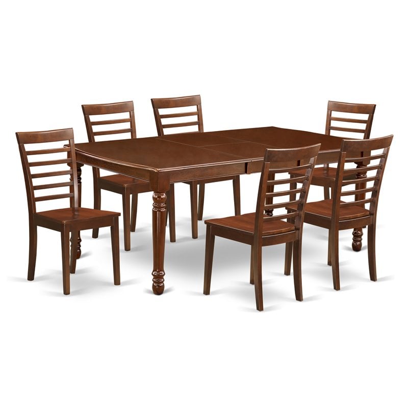 Pemberly Row 7-Piece Wood Kitchen Table Set in Mahogany Finish