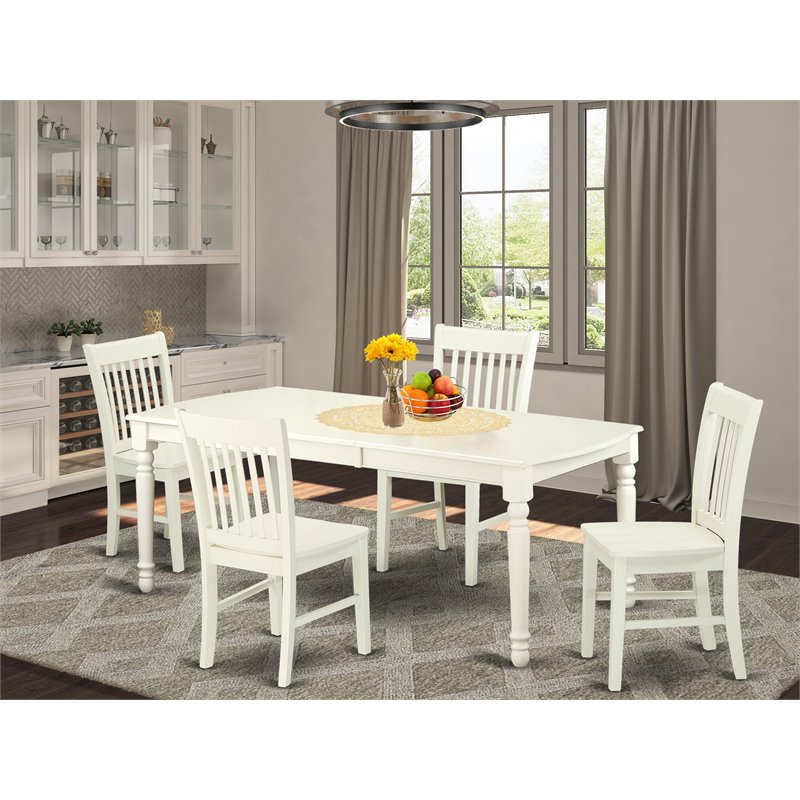 Pemberly Row 5-Piece Wood Dining Table Set in Linen White Finish
