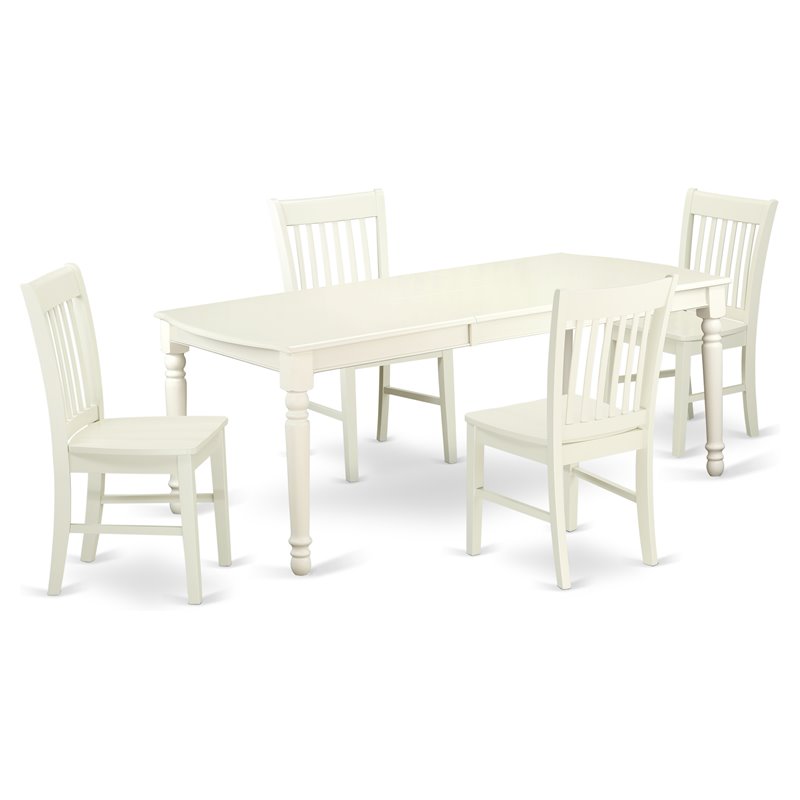 Pemberly Row 5-Piece Wood Dining Table Set in Linen White Finish