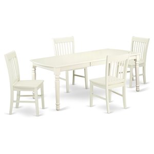 Pemberly Row 5-Piece Wood Dining Table Set in Linen White Finish