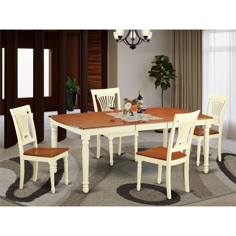 Pemberly Row 5-Piece Wood Dining Set in Buttermilk and Cherry Finish