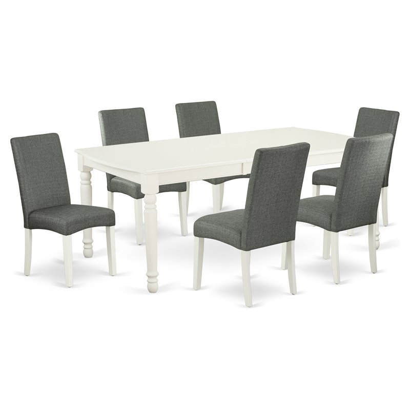 Pemberly Row 7-Piece Wood Dining Set with Gray Upholstered Chairs