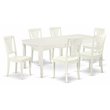 Pemberly Row 7-Piece Dining Set with Slatted Chairs in Linen White Finish