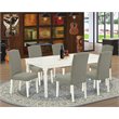 Pemberly Row 7-Piece Dining Set with Parson Chairs in Linen White Finish