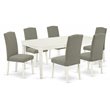 Pemberly Row 7-Piece Dining Set with Parson Chairs in Linen White Finish
