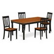 Pemberly Row 5-Piece Dining Set with Rectangular Black and Cherry Table