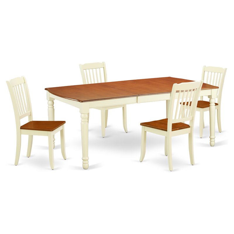 Pemberly Row 5-Piece Wood Dining Set with Slatted Chairs in Cherry