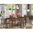 Pemberly Row 5-Piece Wood Dining Set in Mahogany with Coffee Linen Chairs