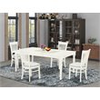 Pemberly Row 5-Piece Dining Table Set in Linen White Wood Finish