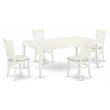 Pemberly Row 5-Piece Dining Table Set in Linen White Wood Finish