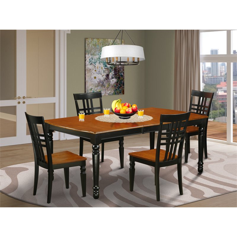 Pemberly Row 5-Piece Wooden Dining Set with Black and Cherry Finish