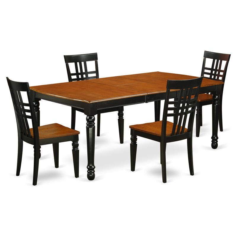 Pemberly Row 5-Piece Wooden Dining Set with Black and Cherry Finish