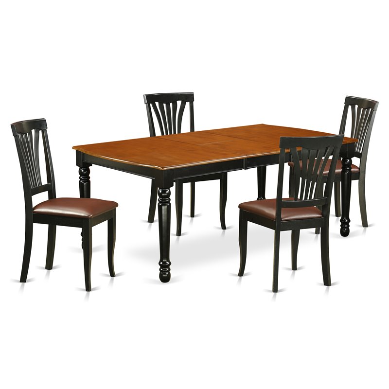 Pemberly Row 5-Piece Wood Dining Table Set in Black and Cherry Finish