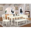 Pemberly Row 6-Piece Wood Dining Set with Bench in Linen White Finish