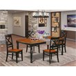 Pemberly Row 5-Piece Dining Table Set in Black and Cherry Finish