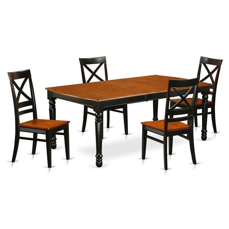 Pemberly Row 5-Piece Dining Table Set in Black and Cherry Finish