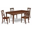 Pemberly Row 5-Piece Wood Dining Set with X-Back Chairs in Mahogany
