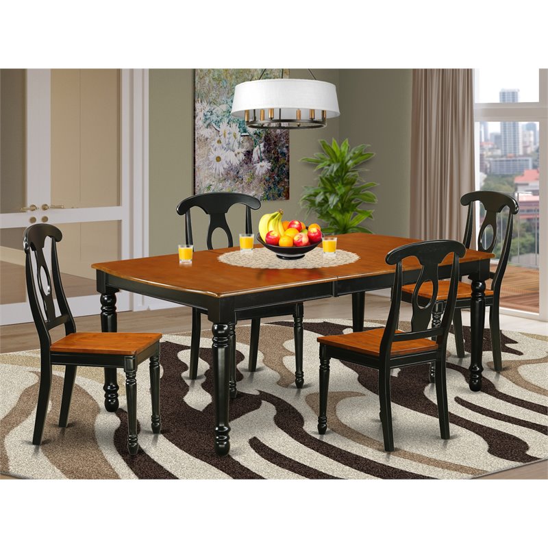 Pemberly Row 5-Piece Wood Dining Set with Black and Cherry Finish