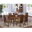 Pemberly Row 7-Piece Mahogany Wood Dining Set with Linen Seat Chairs