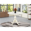 Pemberly Row Round Kitchen Table with Linen White Pedestal Leg