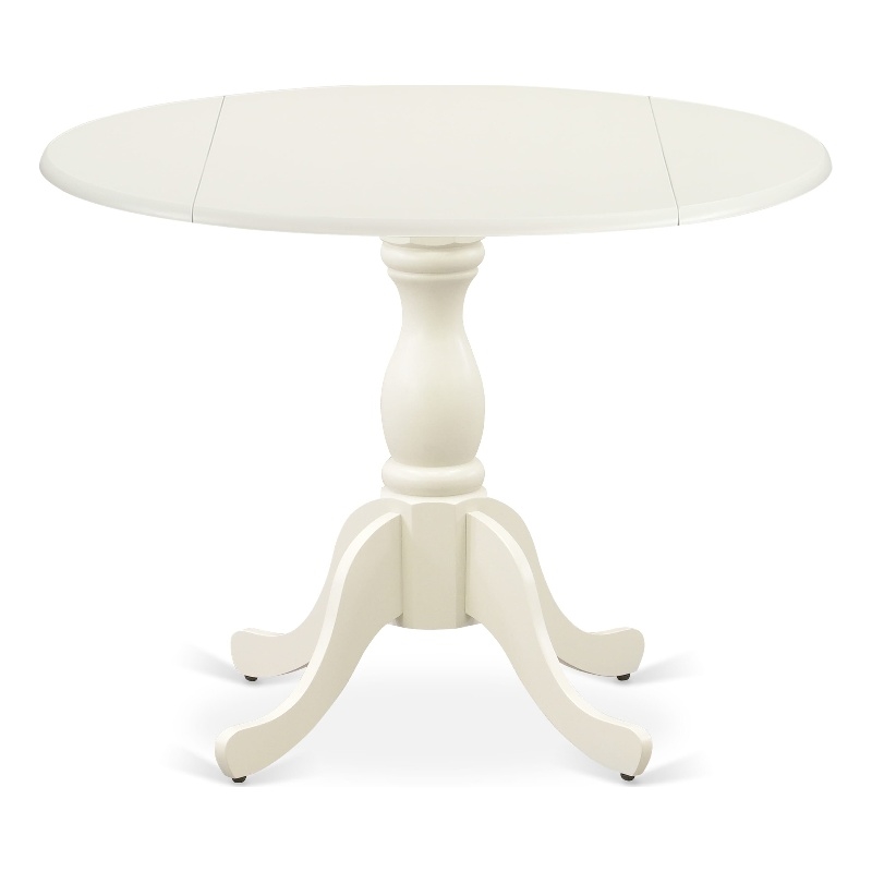 Pemberly Row Round Kitchen Table with Linen White Pedestal Leg