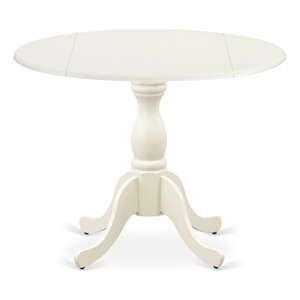 Pemberly Row Round Kitchen Table with Linen White Pedestal Leg