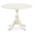 Pemberly Row Round Kitchen Table with Linen White Pedestal Leg