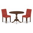Pemberly Row 3-Piece Wood Dining Set with Drop Leaf Table in Mahogany