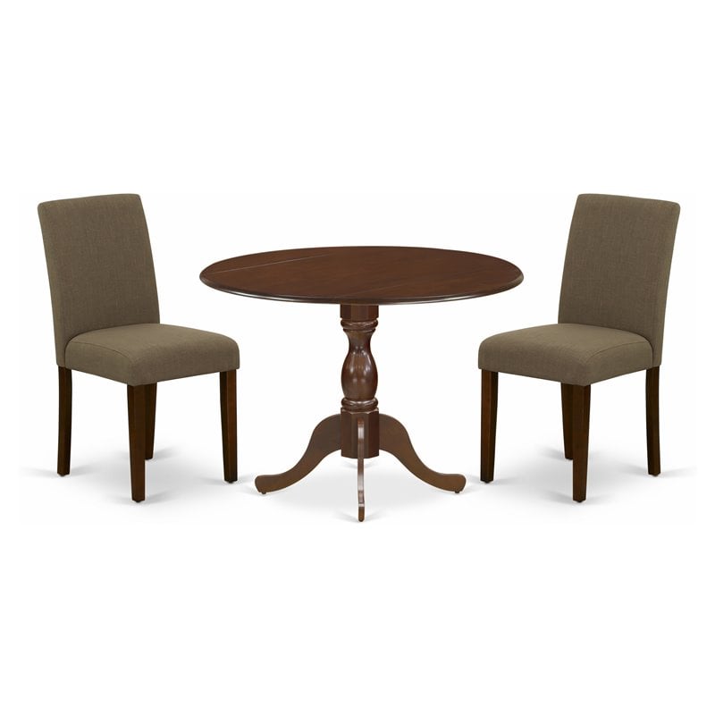 Pemberly Row 3-Piece Wood Dining Set with Upholstered Chairs in Mahogany