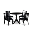 Pemberly Row 5-Piece Dining Set with Table and Stackable Chairs in Black