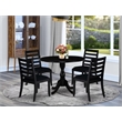 Pemberly Row 5-Piece Dining Set with Table and Stackable Chairs in Black