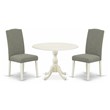 Pemberly Row 3-Piece Wood Dining Set in Linen White and Dark Shitake