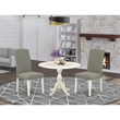 Pemberly Row 3-Piece Wood Dining Set in Linen White and Dark Shitake