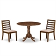 Pemberly Row 3-Piece Dining Table Set Wood Antique Walnut Finish