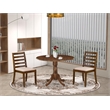 Pemberly Row 3-Piece Dining Table Set Wood Antique Walnut Finish