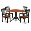 Pemberly Row 5-Piece Wood Dining Set w/ Slatted Chairs in Black & Cherry