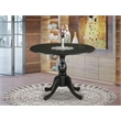 Pemberly Row Round Dining Table with Drop Leaves and Black Pedestal Legs