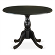 Pemberly Row Round Dining Table with Drop Leaves and Black Pedestal Legs